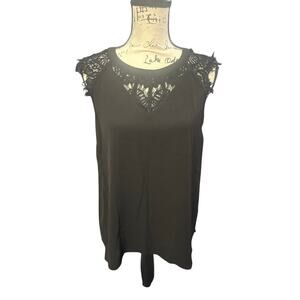 41 Hawthorn Black Sleeveless Blouse with Lace Detail – Size M